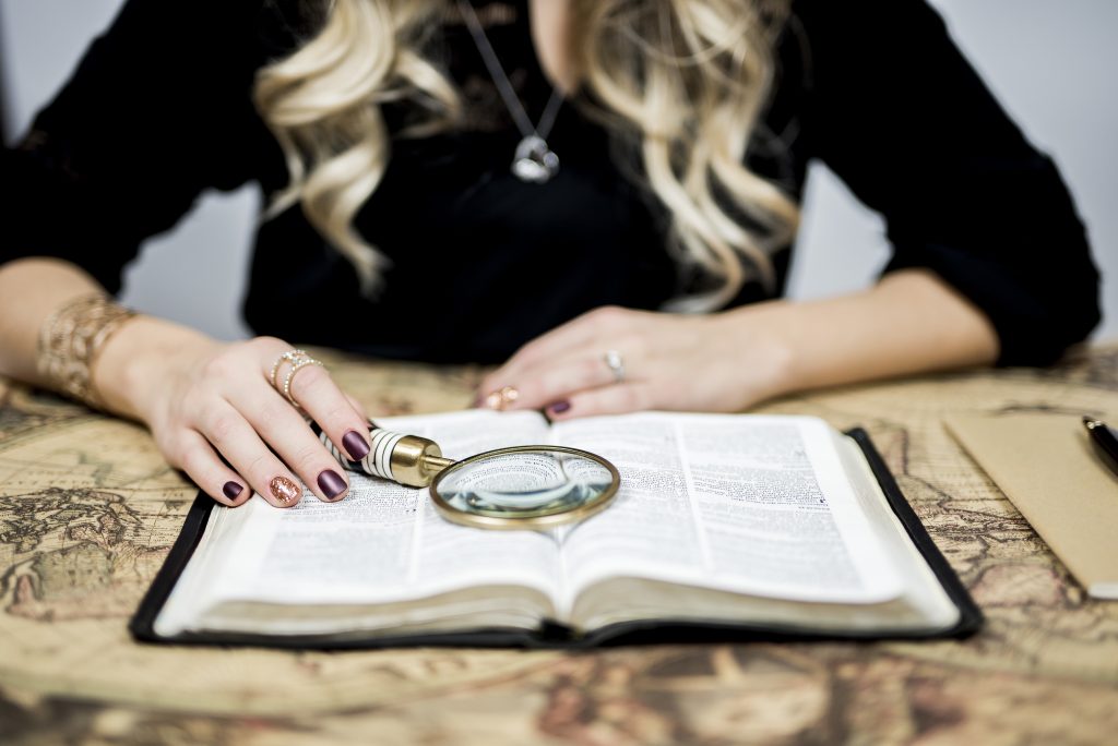 woman searching in directories